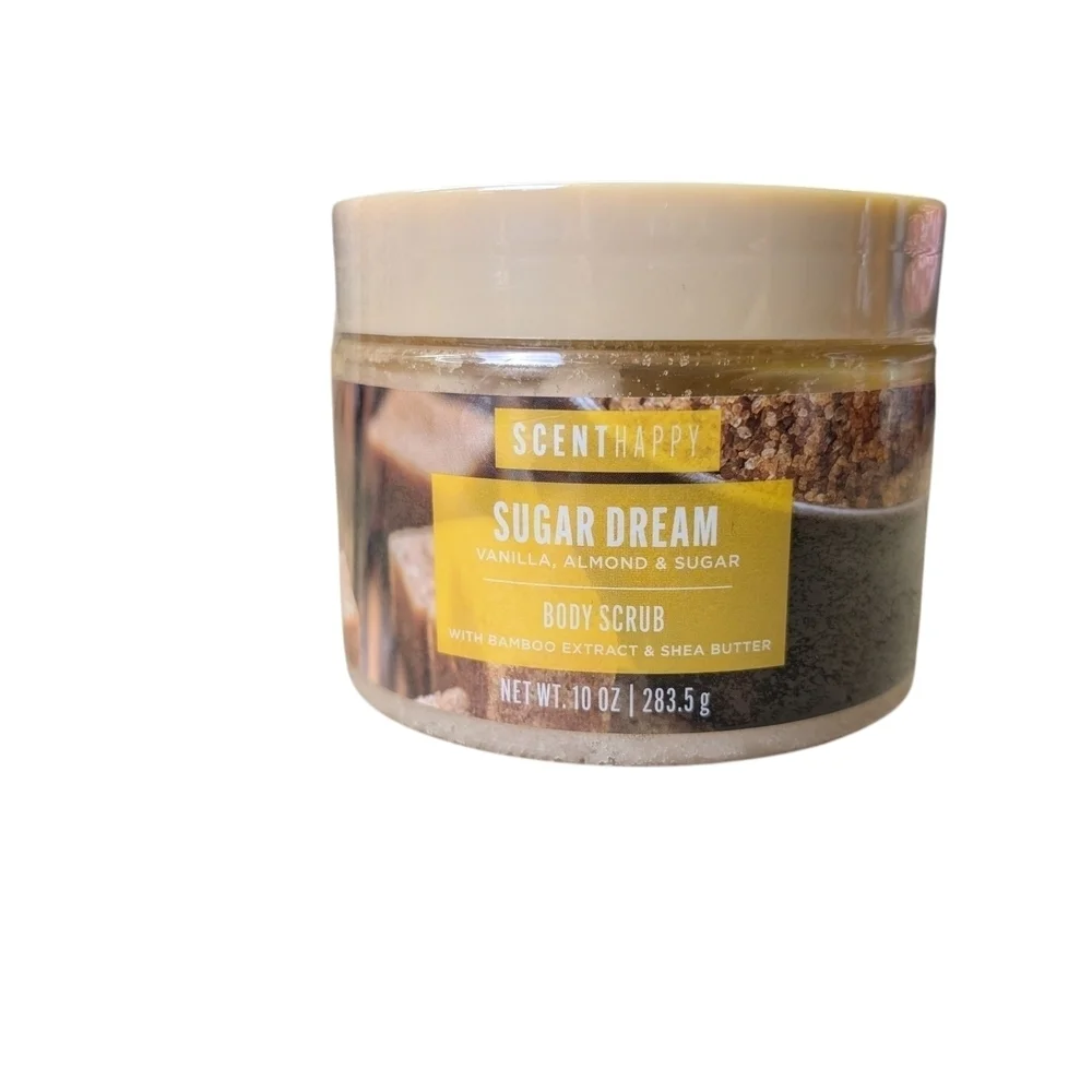 Scent Happy Vanilla Almond Sugar Dream Body Scrub Cream Bamboo Shea Butter 10 OZ
